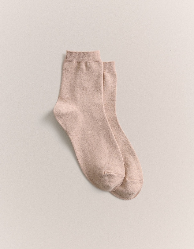 Trenery - Metallic Rib Crew Sock in Light Blush