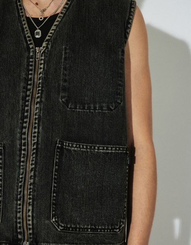 Dr Denim - Enver Worker Vest Aged Black