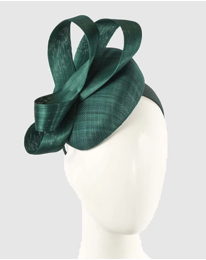 Max Alexander - Dark Green Pillbox Racing Fascinator
