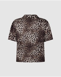 Hunkemoller - Short Sleeve Satin Leopard Sleep Shirt