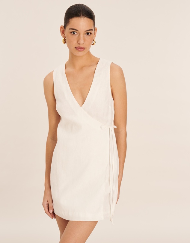 AERE - Linen Wrap Mini Dress
