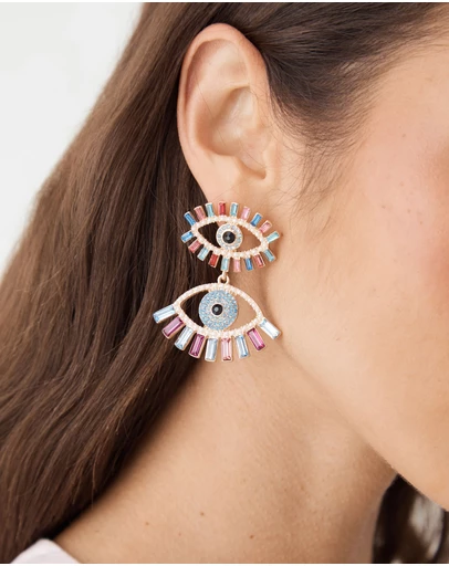 Forcast - Rainbow Eye Drop Earrings