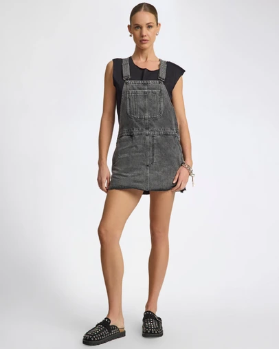 ONE TEASPOON - Raven Denim Mini Pini Dress - Washed Black