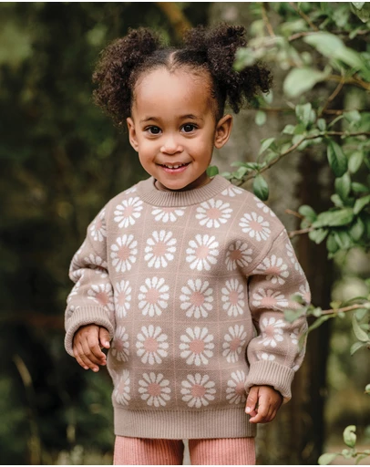Kynd Baby - Knit Jumper in Grid Floral