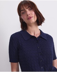 Sportscraft - Cotton Cable Short Sleeve Knit Top