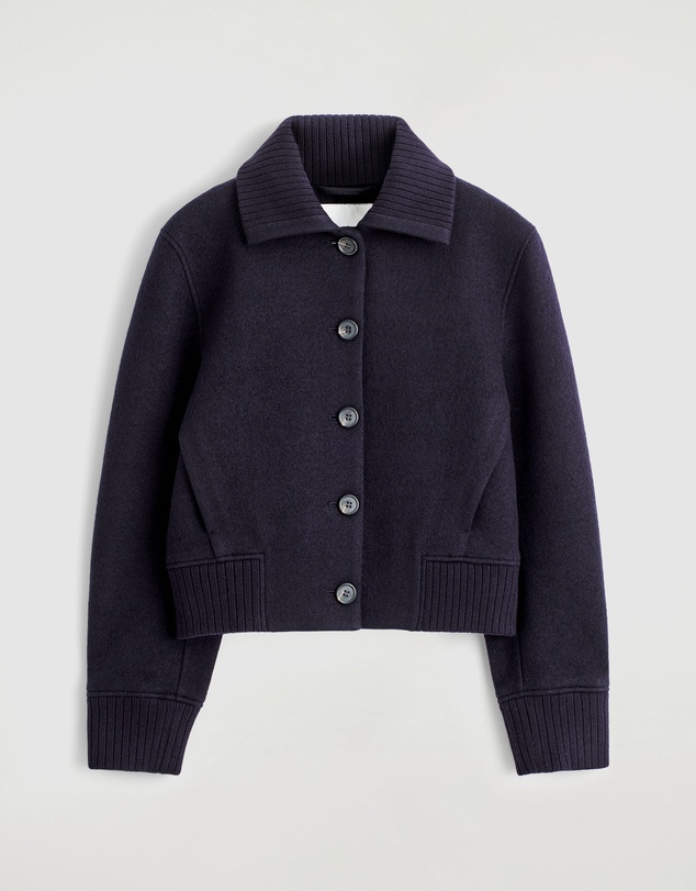 COS - Ribbed-Collar Boiled Merino Wool Jacket