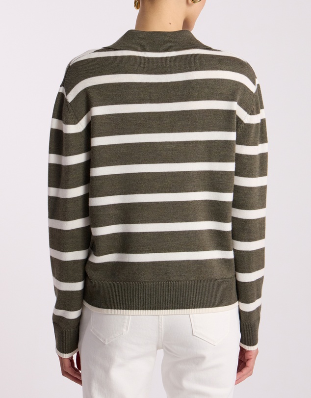 David Lawrence - Leece Merino Stripe Polo Knit