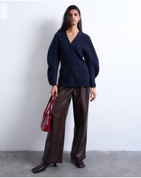 TOPSHOP - Knitted Ovoid Sleeve Cinch Cardigan