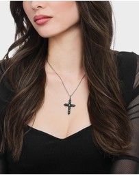 THOMAS SABO - Blackened cross pendant with zirconia