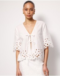 AERE - Adria Broderie Tie Front Top