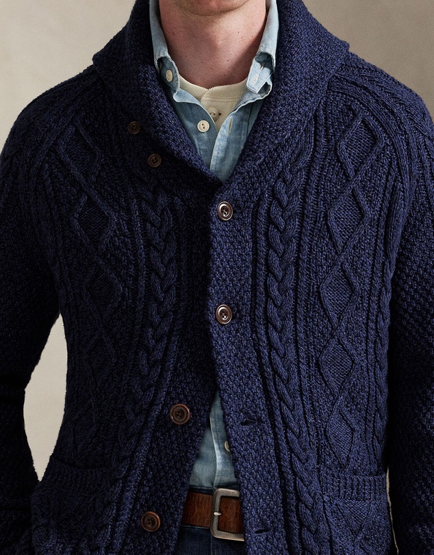 Polo Ralph Lauren - Aran-Knit Cotton Shawl-Collar Cardigan - ICONIC EXCLUSIVE