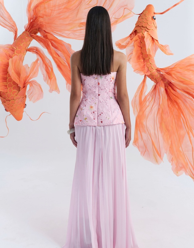 JUSTIN TONG - Cascade Pleated Gown