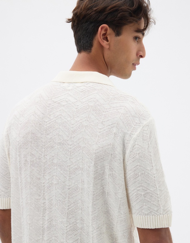 AERE - Resort Linen Blend Textured Polo