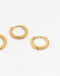 Lovisa - Waterproof Gold Plated Stainless Steel Medium Hoop Earrings 2-Pack