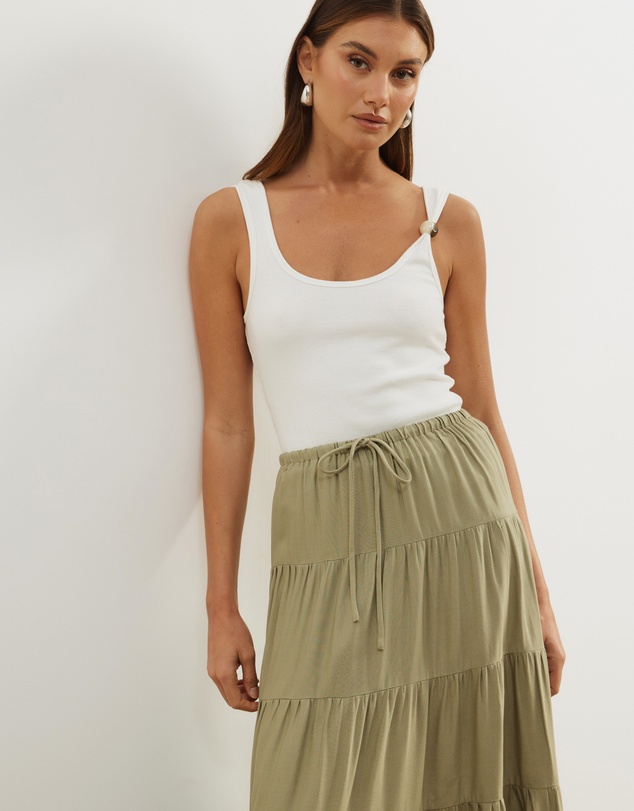 Atmos&Here - Elenora Linen Blend Tier Maxi Skirt