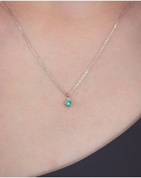 Georgini - Natural Green Agate And Diamond May Silver Pendant