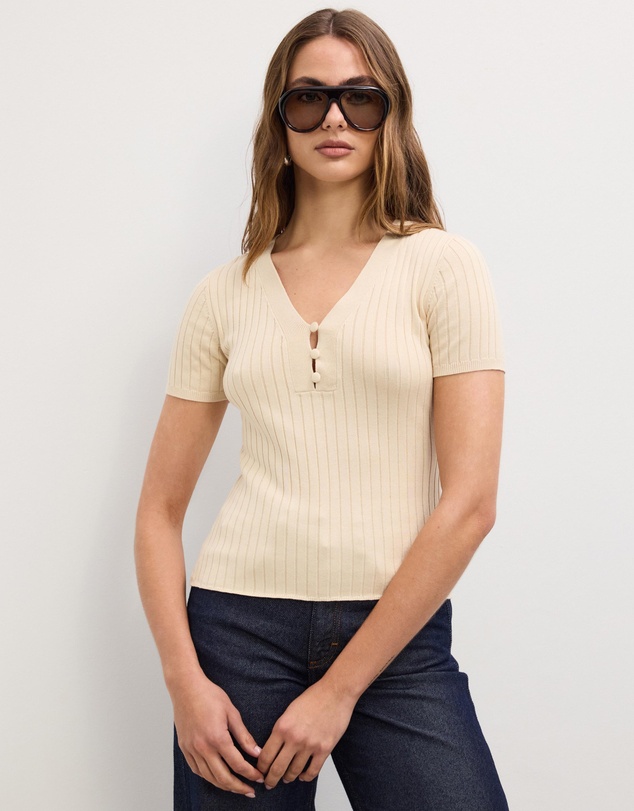 The Fated - Jules Placket Knit Top