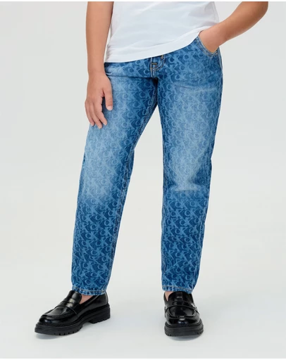 Calvin Klein Jeans - Girls Barrel Leg Logo Jeans