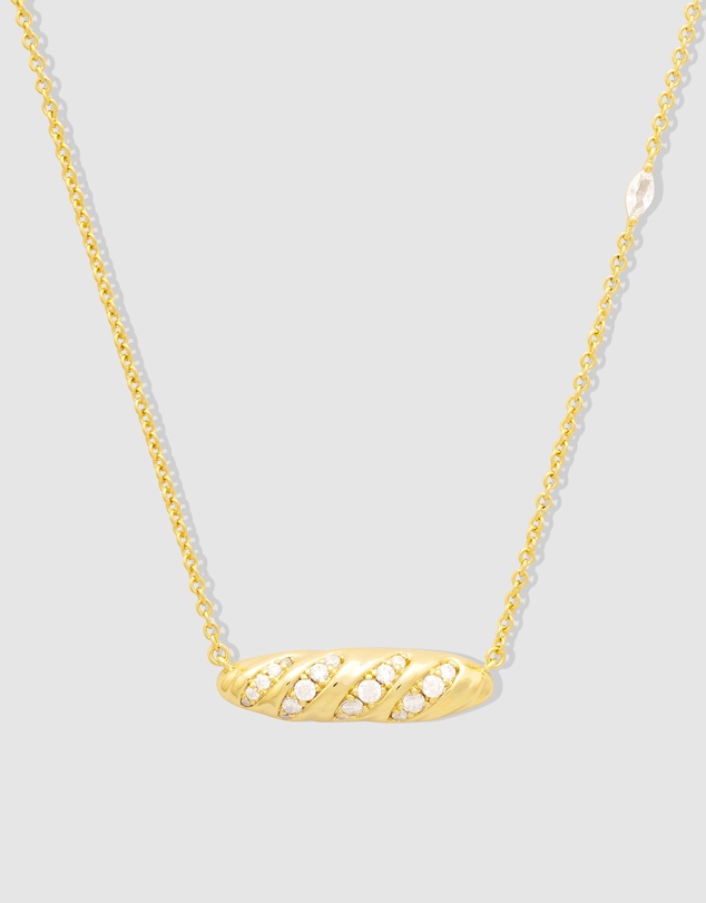 Wanderlust + Co - Baguette Pave Gold Necklace