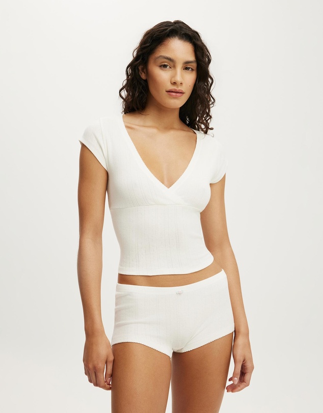 Cotton On Body - Dreamy Soft Pointelle Cross Over Tee