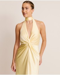 Six Stories - Plunge knot Detail Satin Bridesmaid Dress