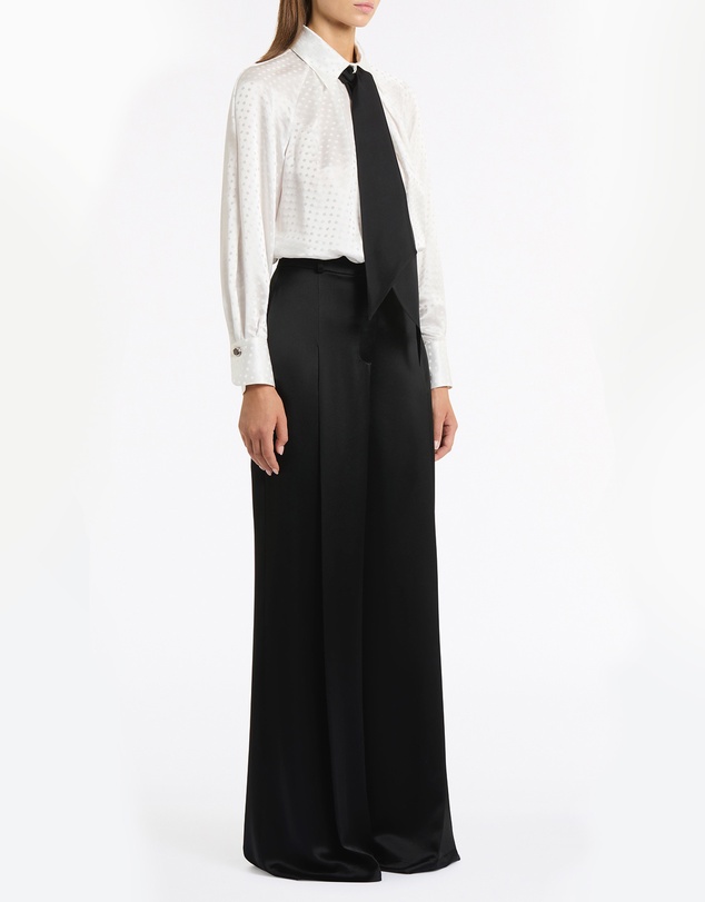 Carla Zampatti - White Jacquard Spot Contrast Scarf Top