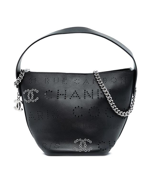 Pre-Loved by Azura Reborn - Pre-Loved Small Perforated Calfskin Logo Eyelet Bucket Bag