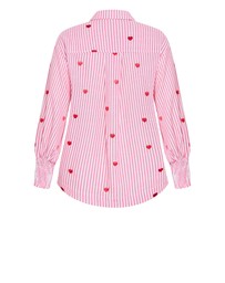 City Chic - Stripe Heart Print Cotton Shirt
