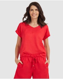CAMIXA - Martina Linen V-Neck T-shirt