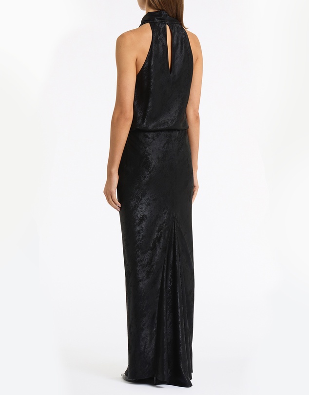 Carla Zampatti - Black Burnished Metallic Bias Skirt