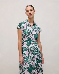 Trenery - Arbour Cap Sleeve Midi Shirt Dress in True Green