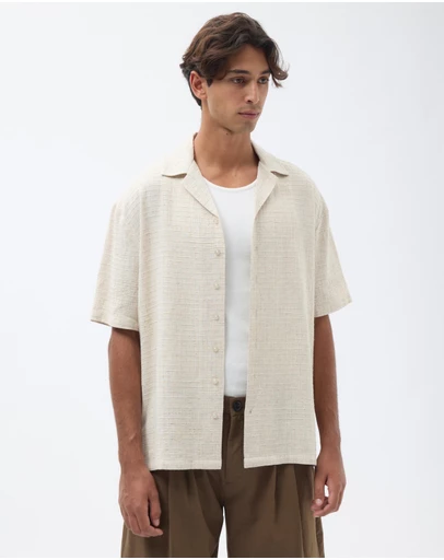 AERE - Linen Check Camp Collar Shirt