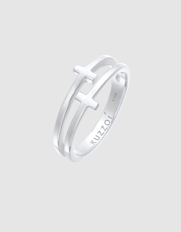 Kuzzoi - ICONIC EXCLUSIVE - Cross Band Ring in 925 Sterling Silver