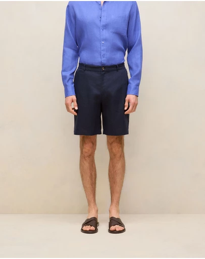 Trenery - Linen Tailored Relaxed Short in Navy