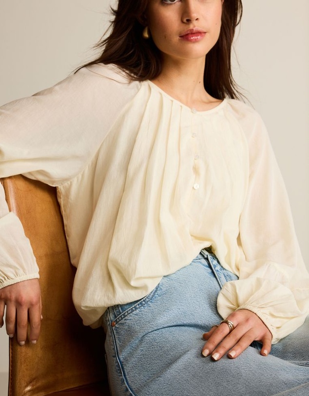 NEXT - Pleat Front Button Through Long Sleeve Blouse