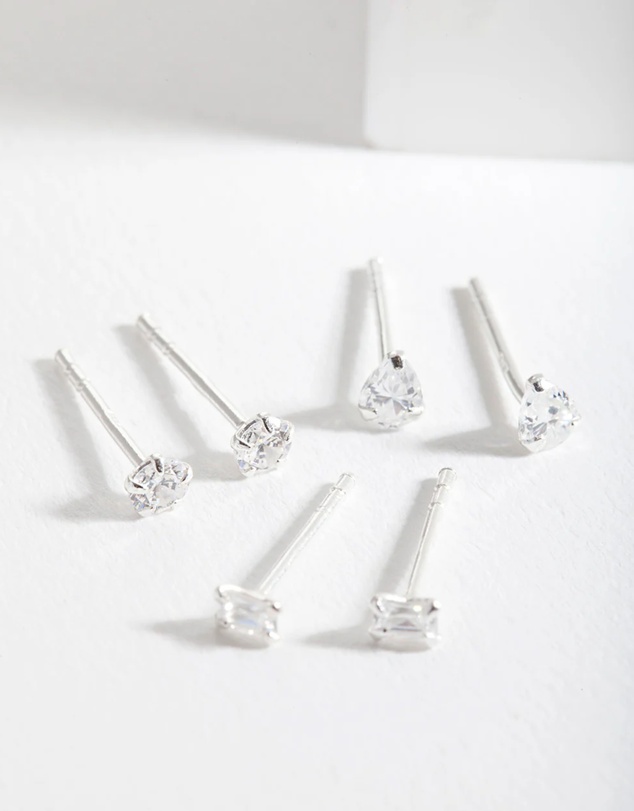 Lovisa - Sterling Silver Mini Cubic Zirconia Stud Earring Pack
