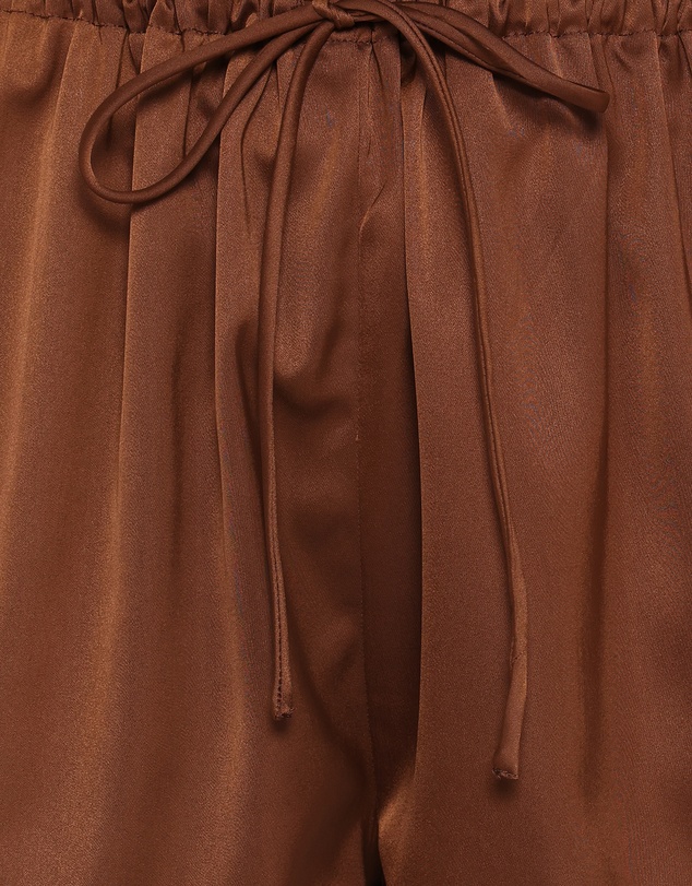 Petal & Pup - Arlet Lace Trim Satin Shorts - Chocolate Brown