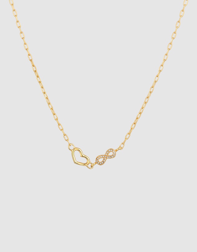 Elli Jewelry - Necklace Crystal Dainty Heart 925 Sterling Silver Gold-Plated