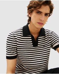Tommy Hilfiger - Stripe Textured Knit Polo Shirt