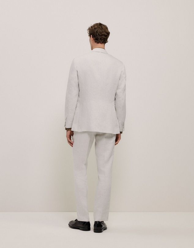 Trenery - Linen Twill Double Breasted Blazer in Stone