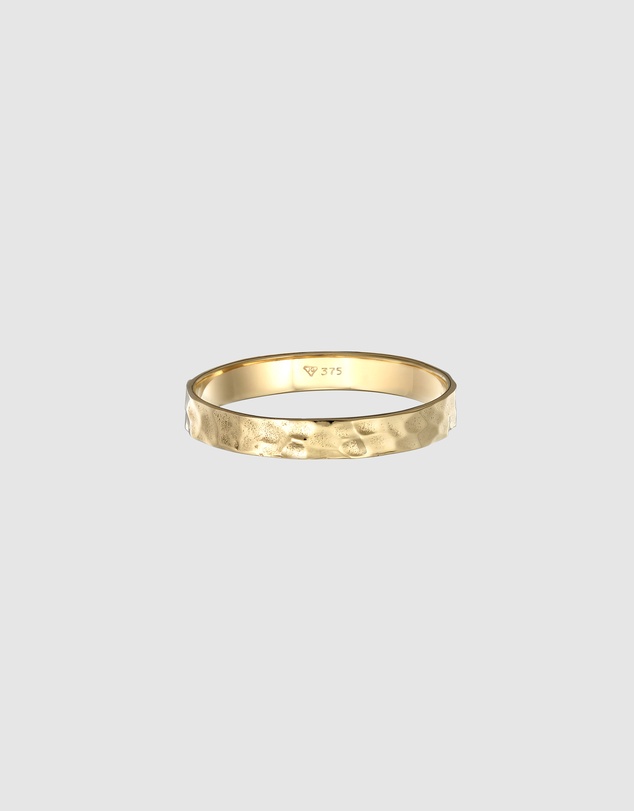 Kuzzoi - ICONIC EXCLUSIVE - Hammered Band Ring in 375 Yellow Gold
