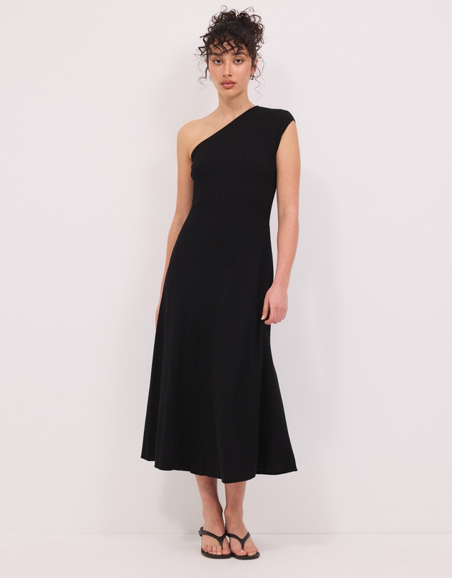 Calli - Ada One Shoulder Knitted Midi Dress