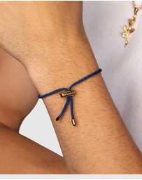 Nialaya Jewellery - Men's Navy Blue String Bracelet with Adjustable Gold Lock