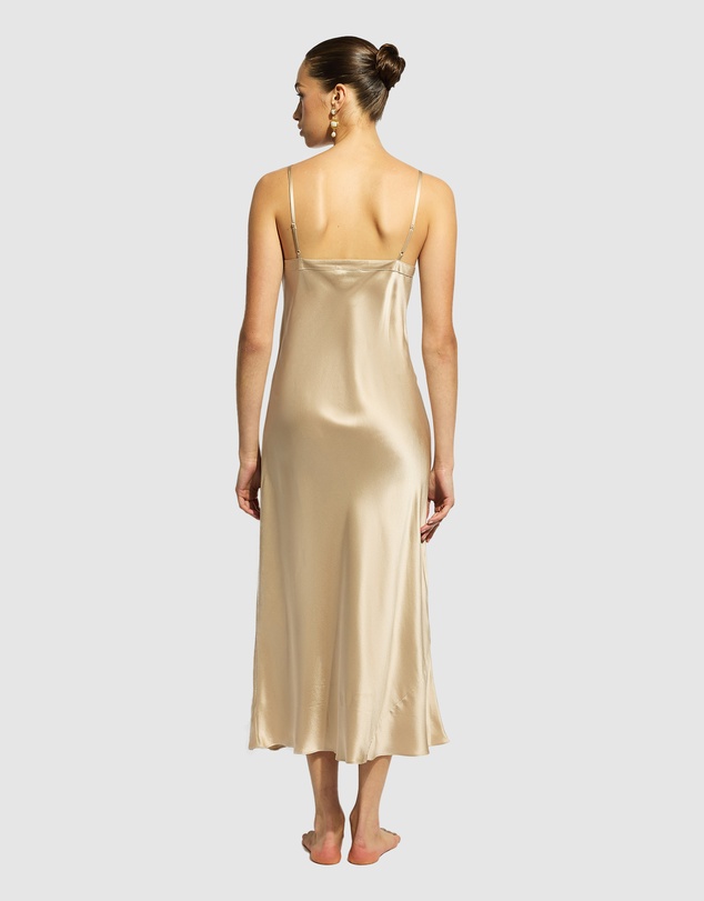 GINIA - Silk Long Nite V Neck