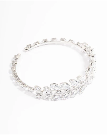 Lovisa - Silver Cubic Zirconia Statement Marquise Wrist Cuff