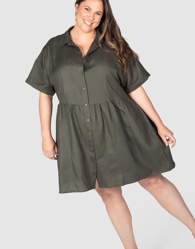 Love Your Wardrobe - Liv Button Front Linen Dress