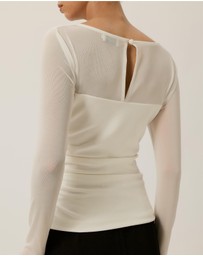 Tussah - Amelia Sheer Panel Gathered Long Sleeve Top