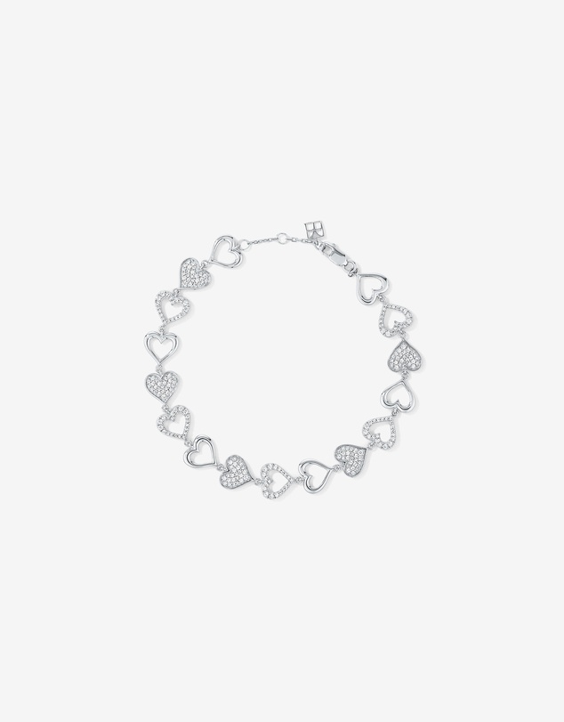 Michael Hill - Cubic Zirconia open and closed Heart Bracelet in Sterling Silver