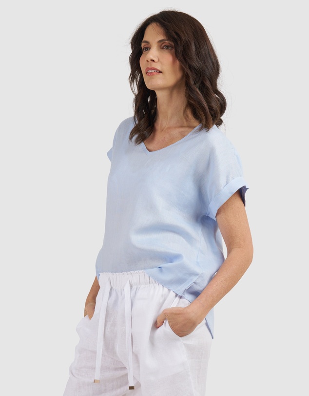 CAMIXA - Martina Linen V-Neck T-shirt