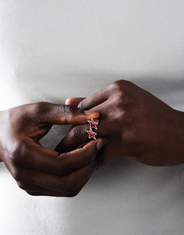 TwoJeys - Icon Red Enameled Single Ring